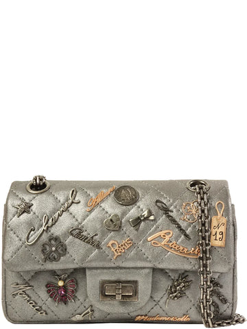 Chanel Around  Made . Icon Charm Chain Bag Mini Metallic Silver