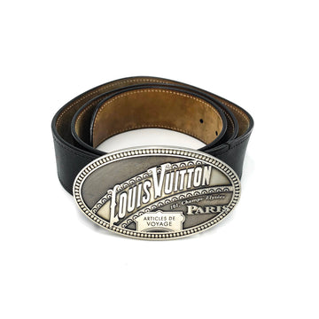 Louis-Vuitton Article de Voyage Black Leather Belt