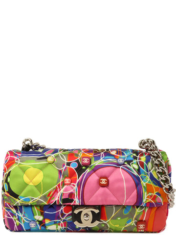 Chanel Around  Made Silk Satin Turn-Lock Chain Bag Multi