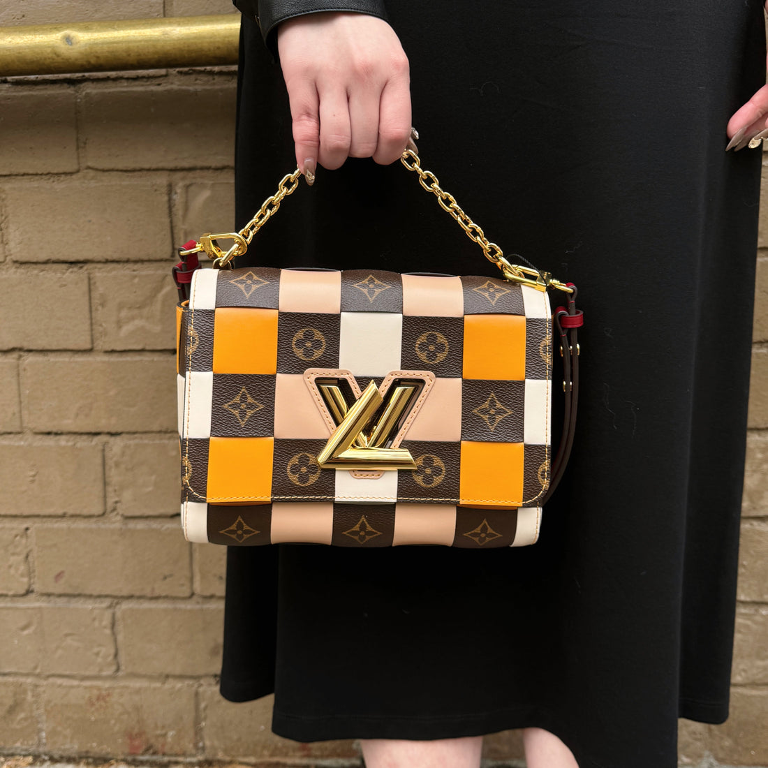 Louis Vuitton Calfskin Monogram Check Twist MM Bag