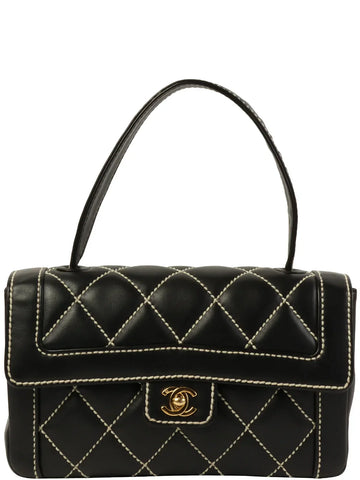 Chanel Around  Made Wild Stitch Turn-Lock Top Handle Bag Black