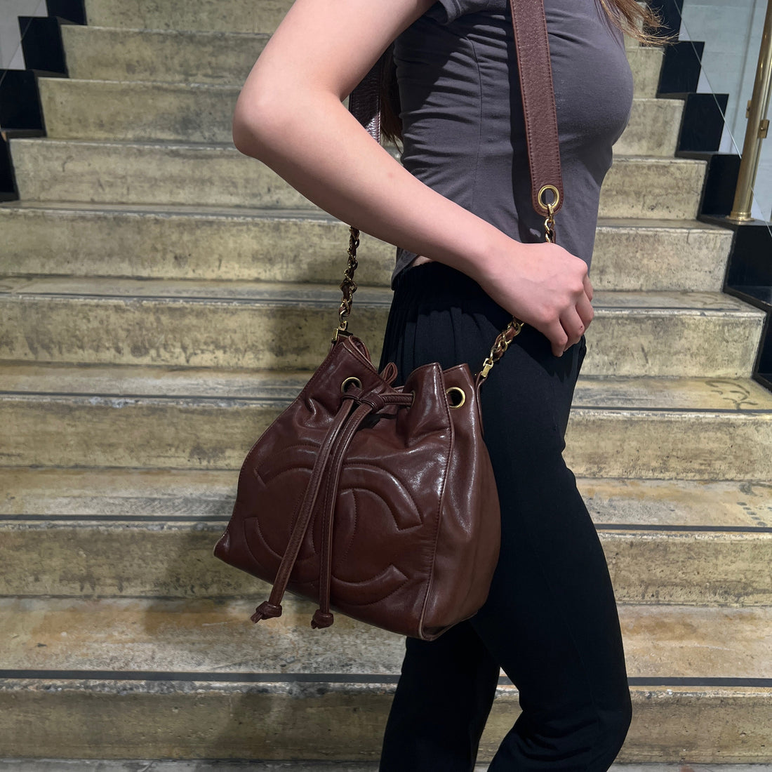 Chanel  CC Drawstring Bucket Bag Small Year 1995 (Dust Bag)