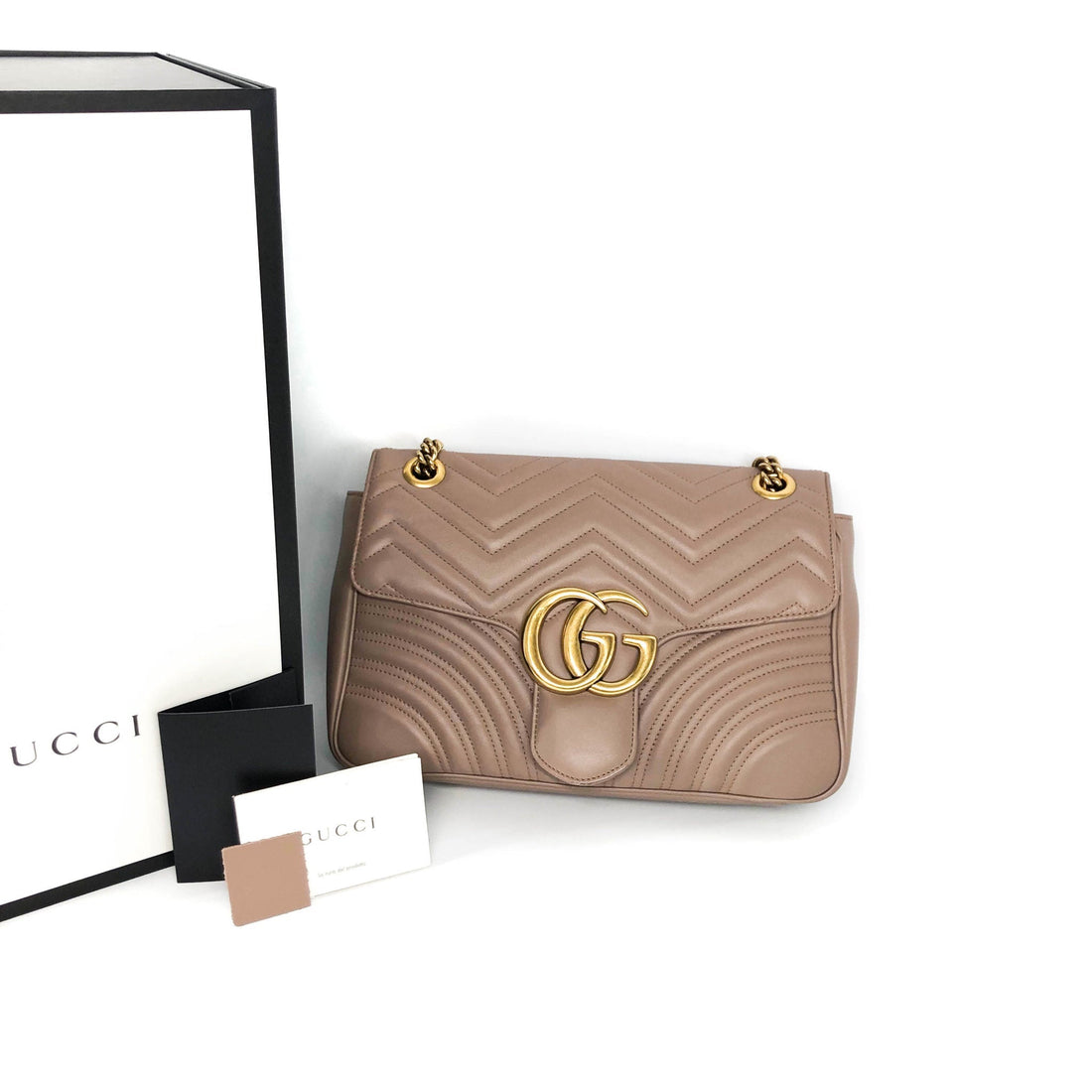 Gucci Marmont Matelasse Medium Leather Shoulder Bag in Beige