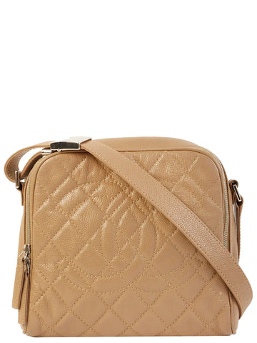 Chanel Around  Made Caviar Skin Cc Mark Stitch Shoulder Bag Beige