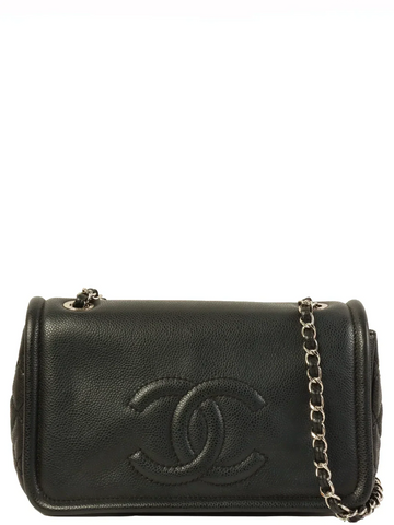 Chanel Around  Made Caviar Skin Cc Mark Stitch Chain Bag Black