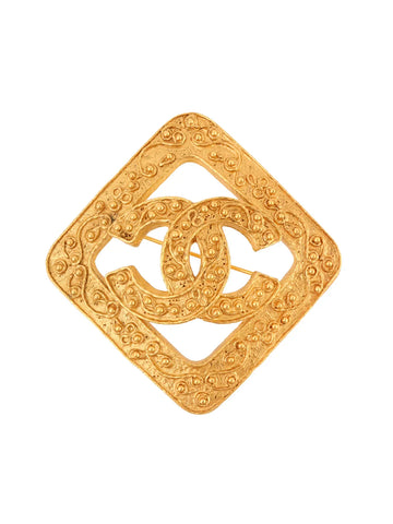 Top Quality Chanel 1994 Made Diamond Motif Dotted Cc Mark Brooch Gold