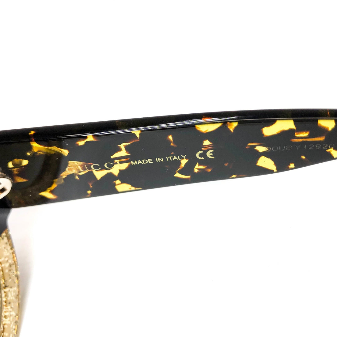 Gucci Glitter Stripe Round Sunglasses in Blue and Gold