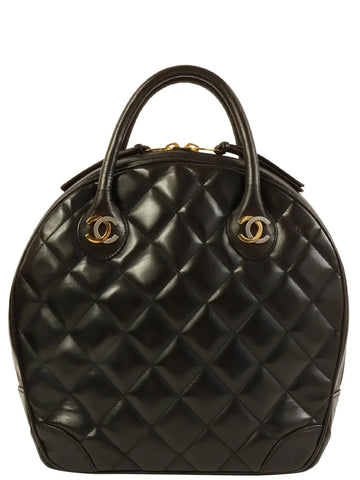 Top Quality Chanel Around 1998 Made Paris Limited Cc Mark Plate Top Handle Bag Black
