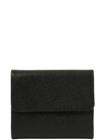 Top Quality Chanel Around 2001 Made Caviar Skin Cc Mark Stitch Wallet Black