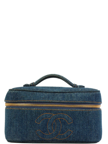 Top Quality Chanel Around 1997 Made Denim Cc Mark Stitch Vanity Indigo