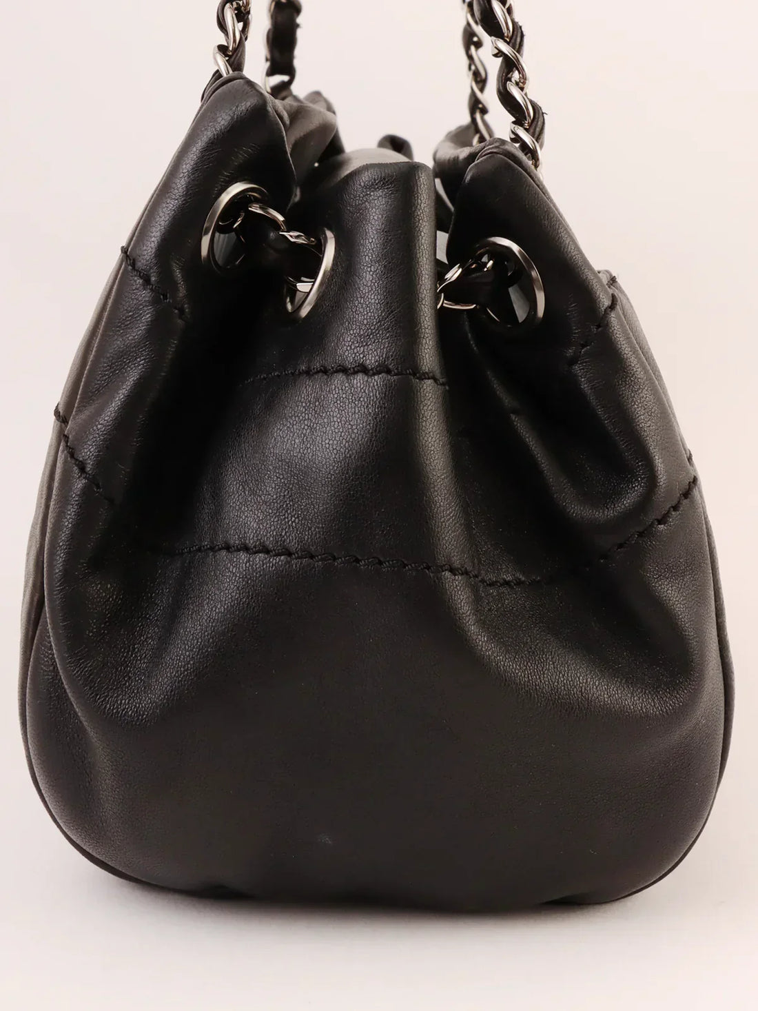 Chanel Around  Made Logo Plate Chain Shoulder Bag Black