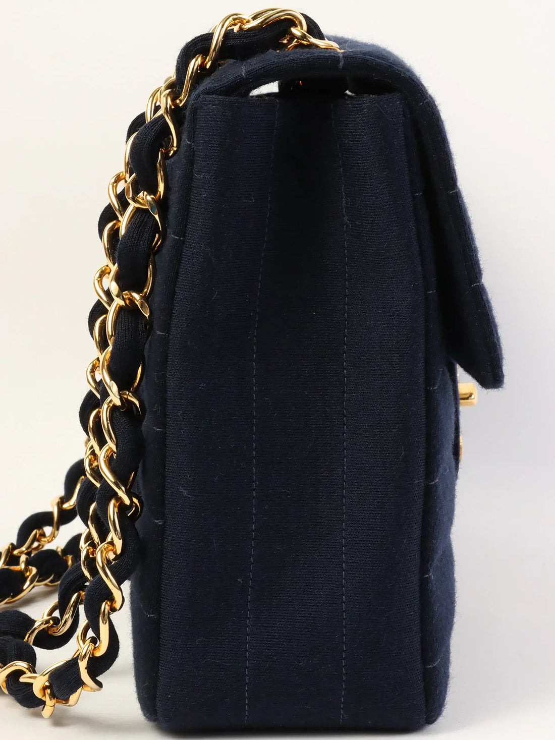 Top Quality Chanel Around 1995 Made Jersey Straight New Chain Bag Jumbo Navy