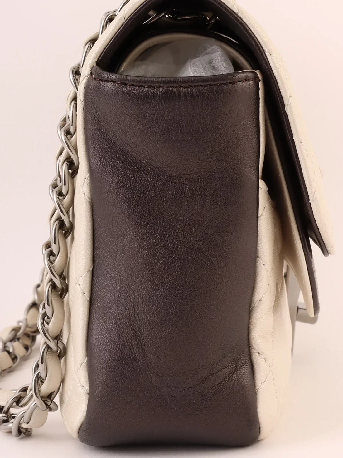 Top Quality Chanel Around 2008 Made Bicolor 2.55 Chain Shoulder Bag Pearl White/Black