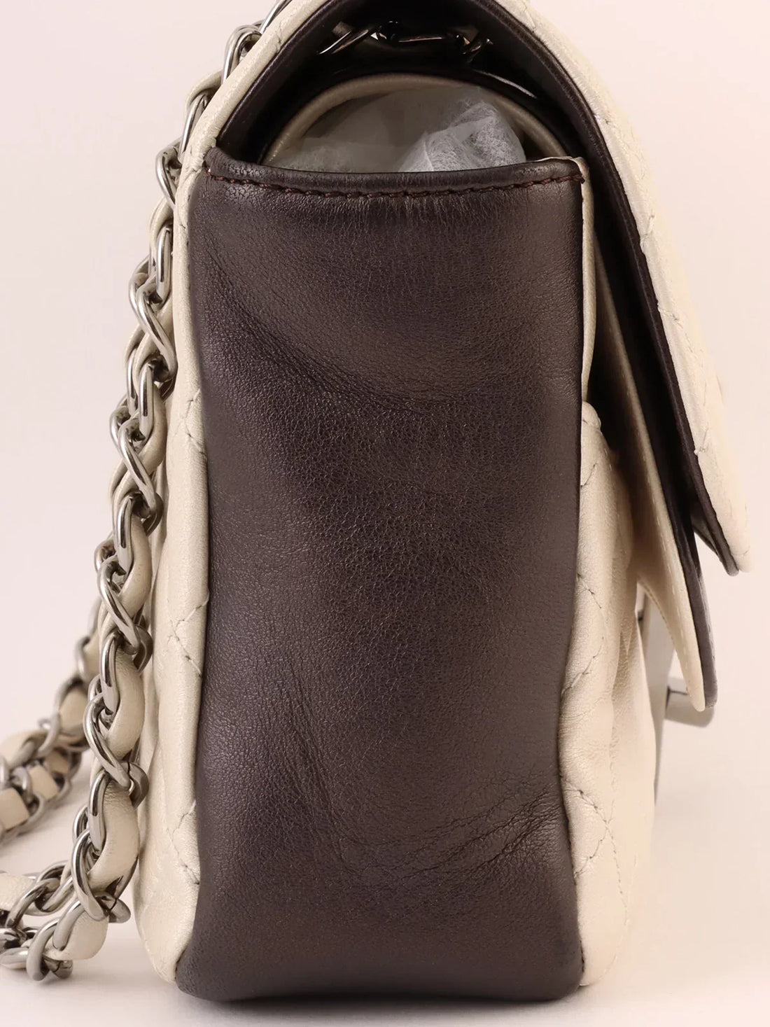 Chanel Around  Made Bicolor . Chain Shoulder Bag Pearl White/Black