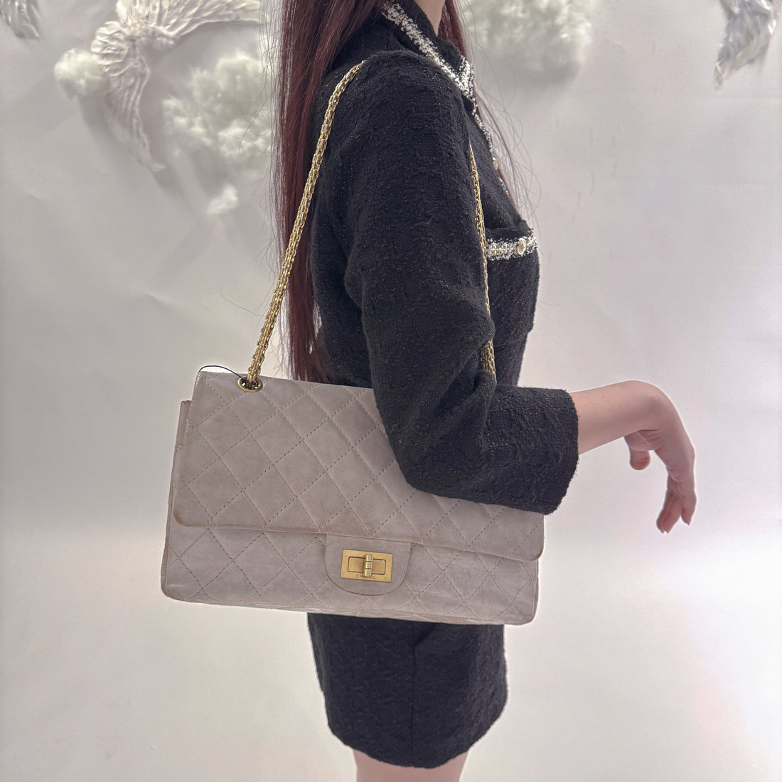 Chanel Icing Marble Aged Leather 2.55 Reissue 227 Classic Flap Bag