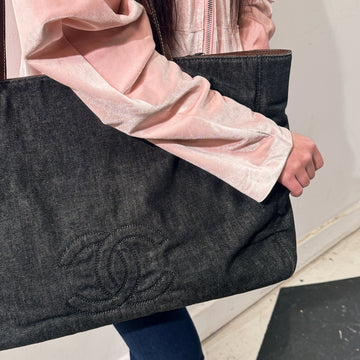 Chanel GM Black Denim Tote TWS