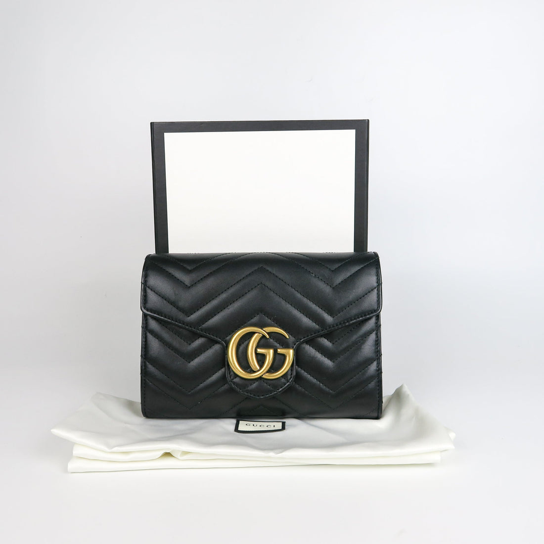 Gucci Marmont Black WOC with GHW