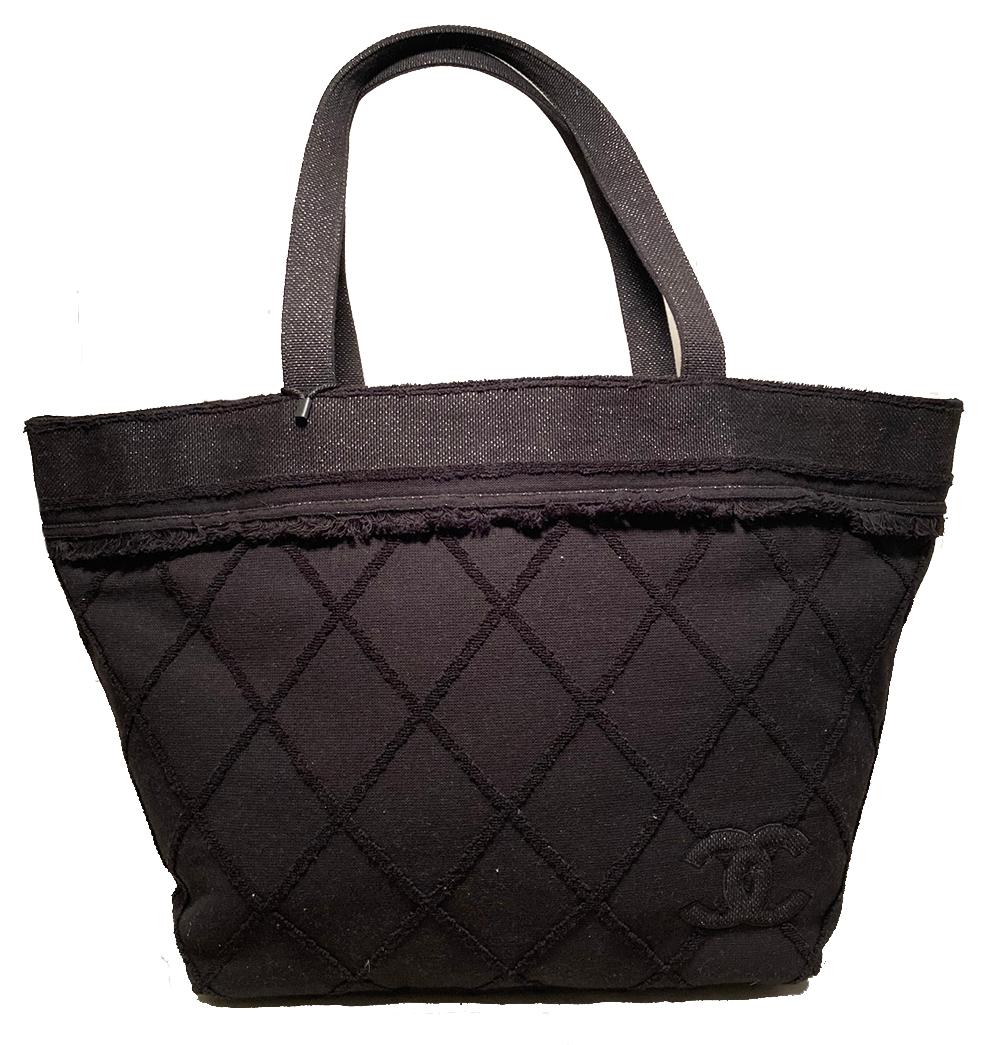 Top Quality Chanel Black Canvas Raw Edge Tote Bag
