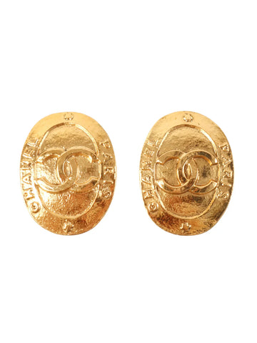 Top Quality Chanel 1993 Made Oval Cc Mark Earrings