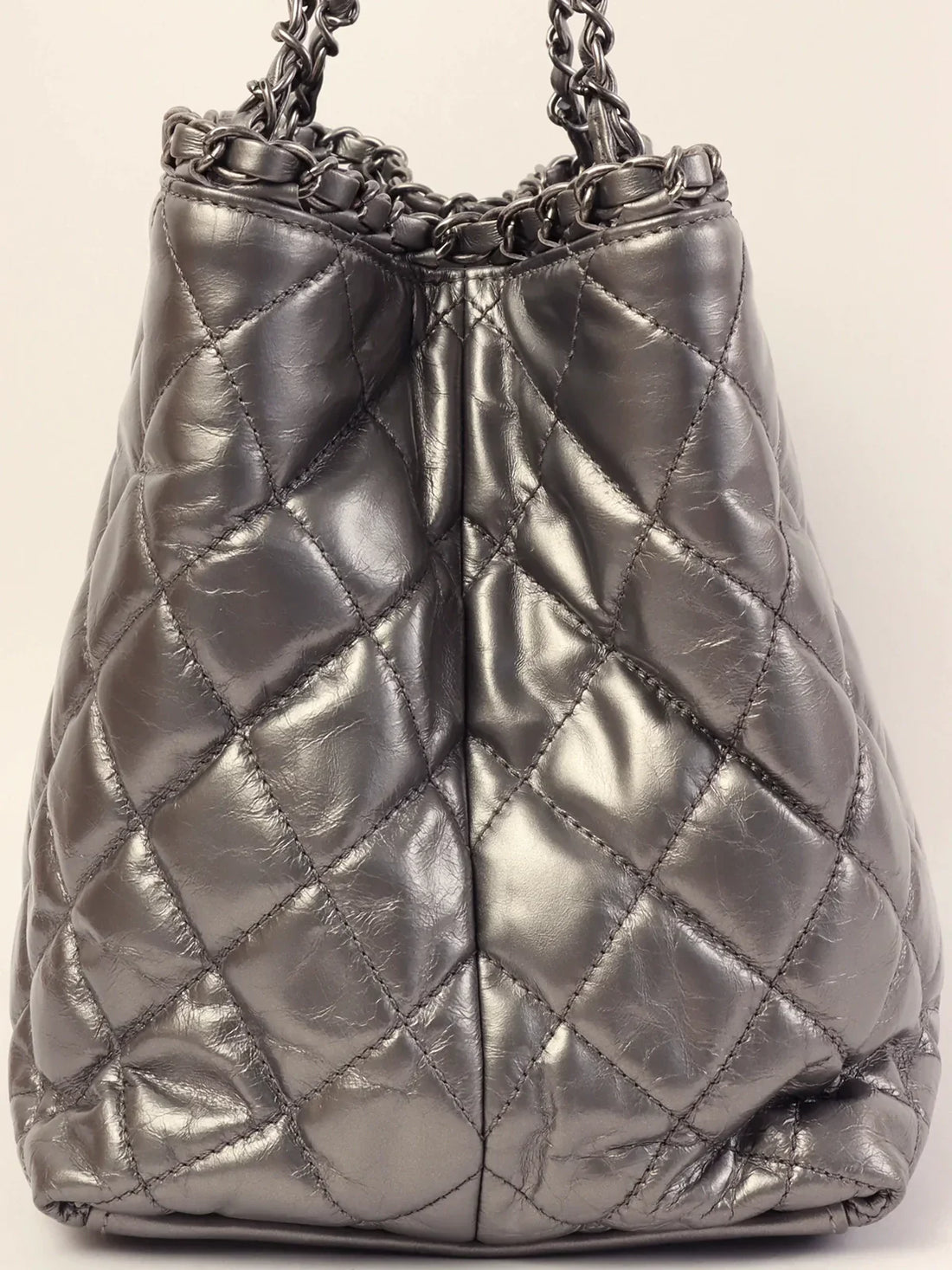 Top Quality Chanel Around 2010 Made Cc Mark Stitch Chain Tote Bag Silver