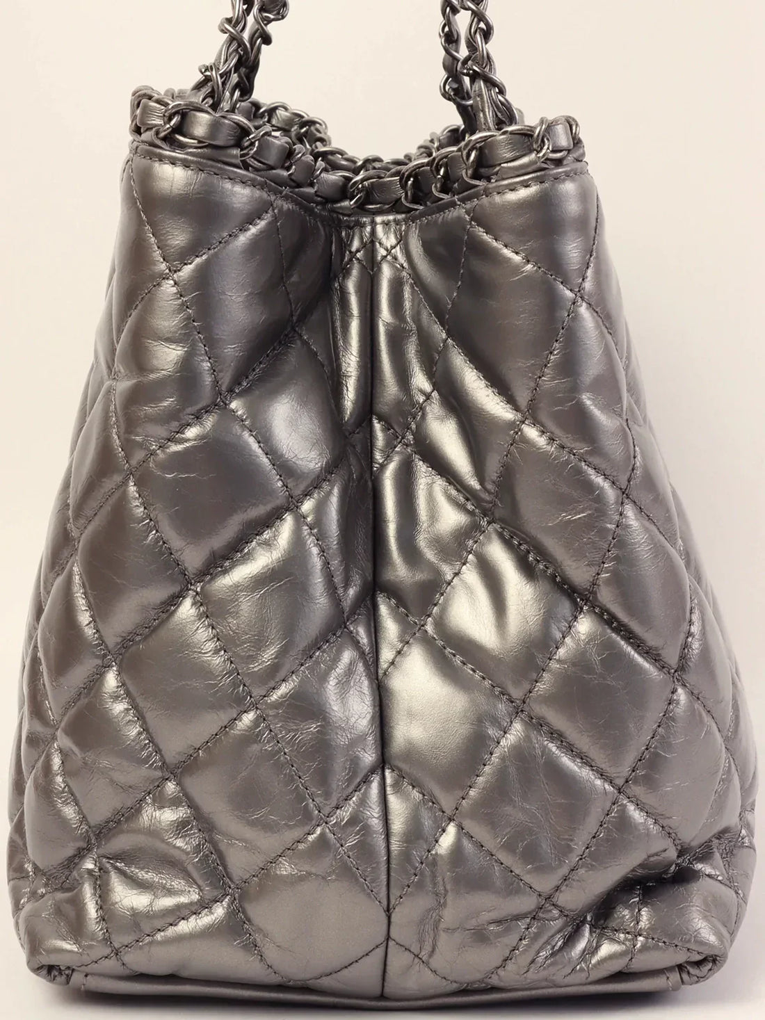 Chanel Around  Made Cc Mark Stitch Chain Tote Bag Silver