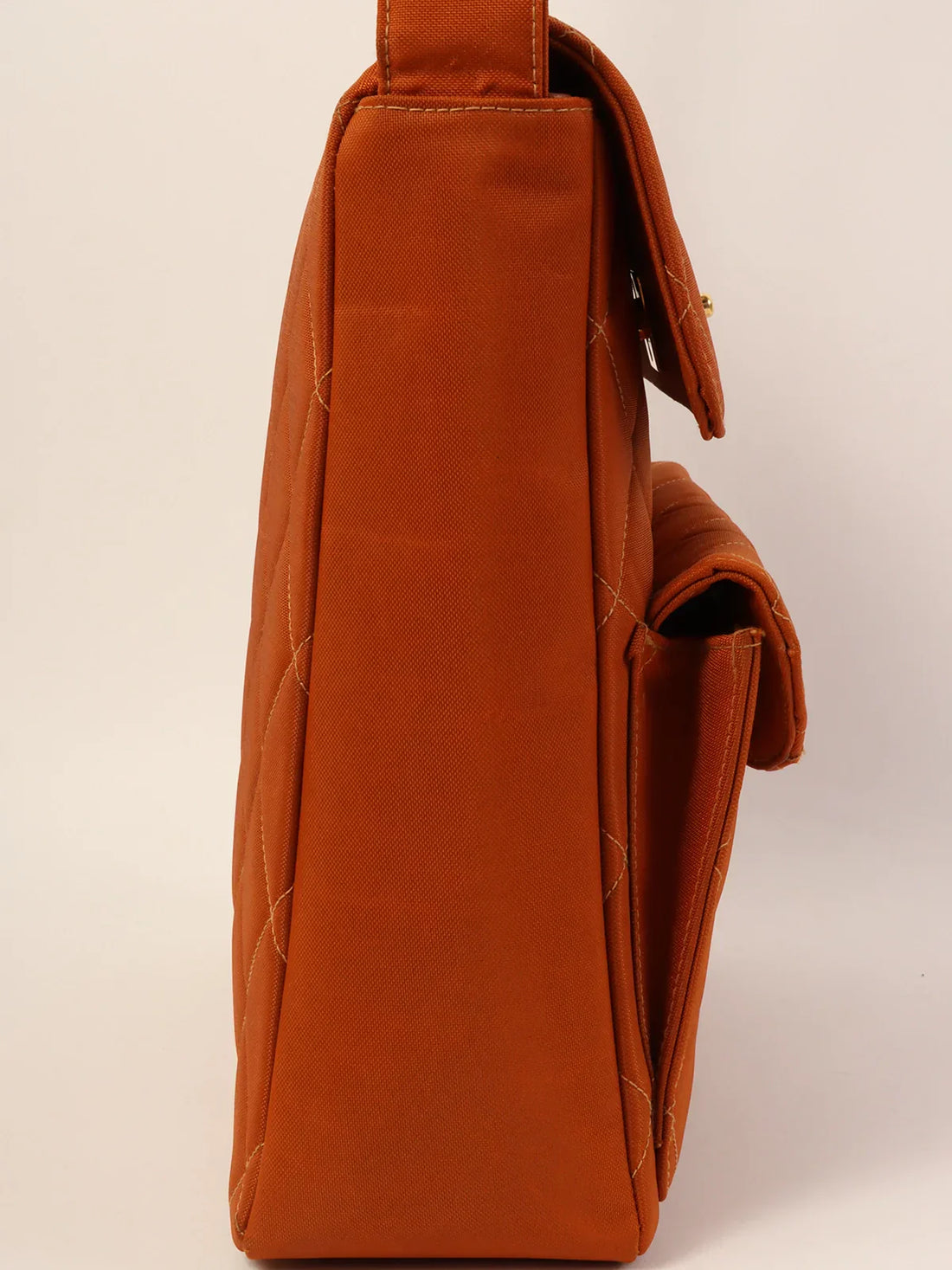 Top Quality Chanel Around 1997 Made Nylon Turn-Lock One Shoulder Bag Orange