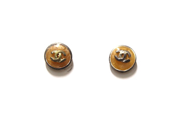 Top Quality Chanel  Costume Round CC Amber Pearl Color Studded Earrings