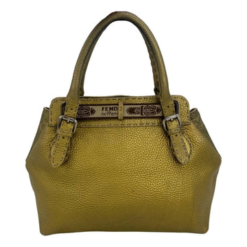 FENDI Selleria Villa Borghese Gold Leather Tote