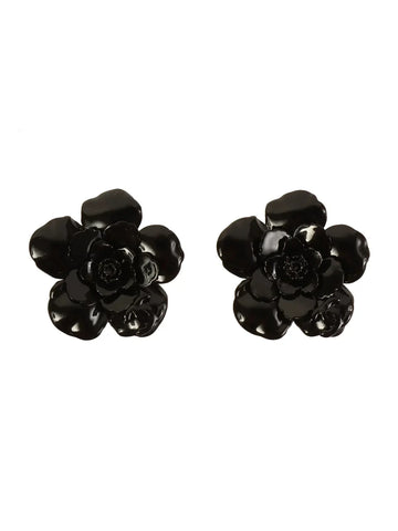 Top Quality Chanel 2004 Made Camellia Earrings Black