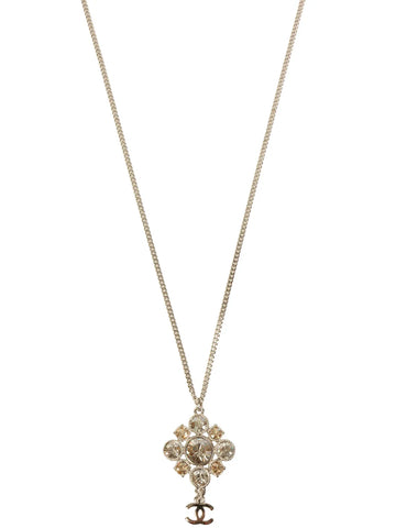 Top Quality Chanel 2012 Made Rhinestone Diamond Motif Cc Mark Swing Necklace Silver/Champagne