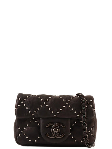 Top Quality Chanel Around 2014 Made Studs Turn-Lock Chain Bag Mini Black