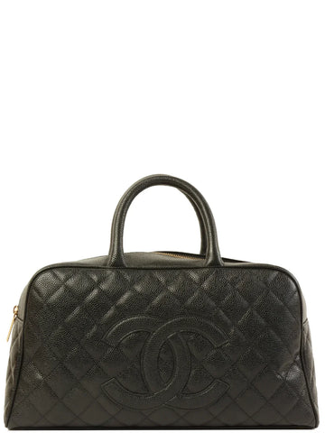 Top Quality Chanel Around 2003 Made Caviar Skin Cc Mark Stitch Boston Bag Black