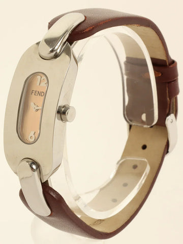 FENDI Square Face Watch Silver/Brown