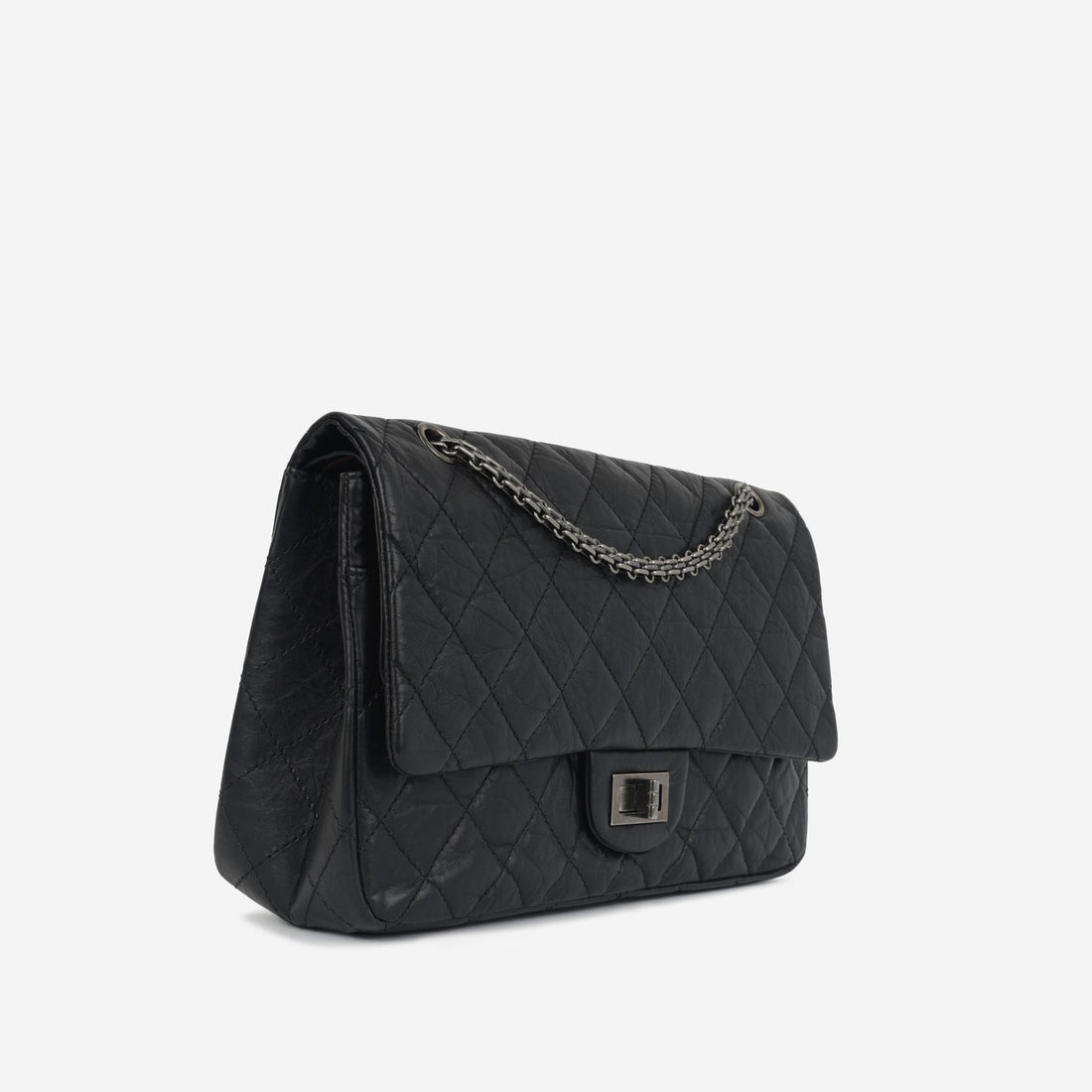 Chanel - Maxi 2.55 Handbag - Black Quilted Aged CalBNkin RHW - 2011 -