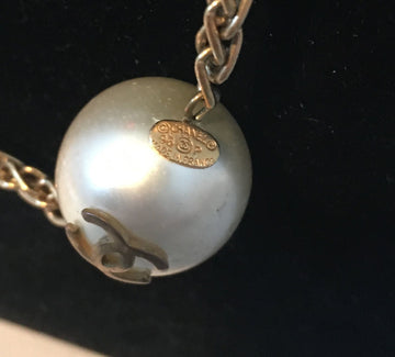 Chanel  Large Pearls and Green and Purple Crystal Bead Gold Necklace
