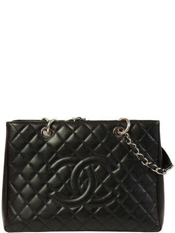 Top Quality Chanel Around 2014 Made Caviar Skin Cc Mark Stitch Chain Tote Bag Black