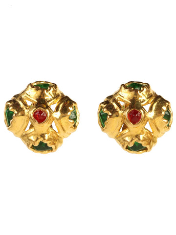 Top Quality Chanel 1994 Made Gripoix Earring Green/Red