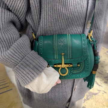 Gucci Green Leather Small Snaffle Bit Shoulder Bag TWS