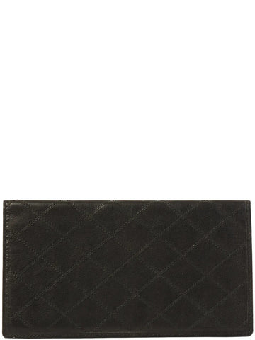 Top Quality Chanel Around 1990 Made Bicolore Stitch Long Wallet Black
