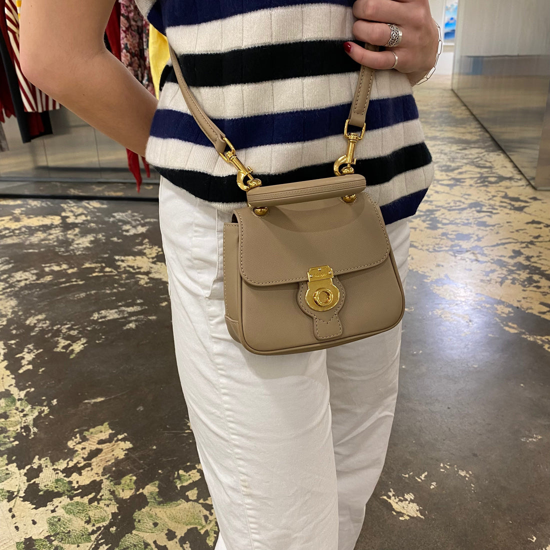 Burberry Tan leather mini DK88 top handle bag