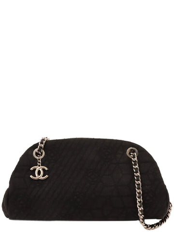 Chanel Around  Made Denim Camellia Stitch Cc Mark Charm Chain Shoulder Bag Black