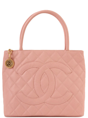 Top Quality Chanel Around 2003 Made Caviar Skin Cc Mark Stitch Revival Tote Bag Pink
