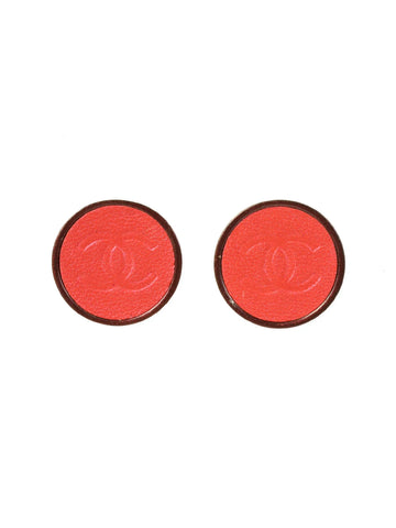 Top Quality Chanel 2000 Made Round Cc Mark Embossed Earrings Bordeaux/Pink