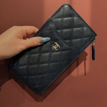 Chanel Indescent Caviar Quilted Classic Phone Pouch Wallet