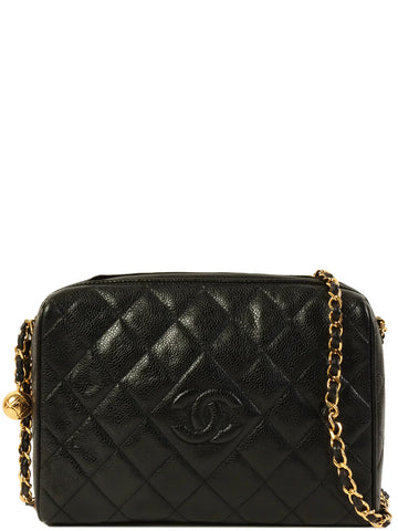 Top Quality Chanel Around 1992 Made Caviar Skin Cc Mark Stitch Chain Shoulder Bag Black
