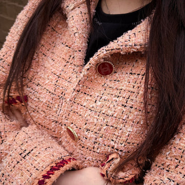 Chanel Virginie Viard Peach Tweed Jacket SS21 Size36