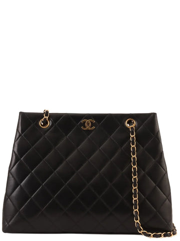 Top Quality Chanel Around 1998 Made Cc Mark Plate Chain Tote Bag Black