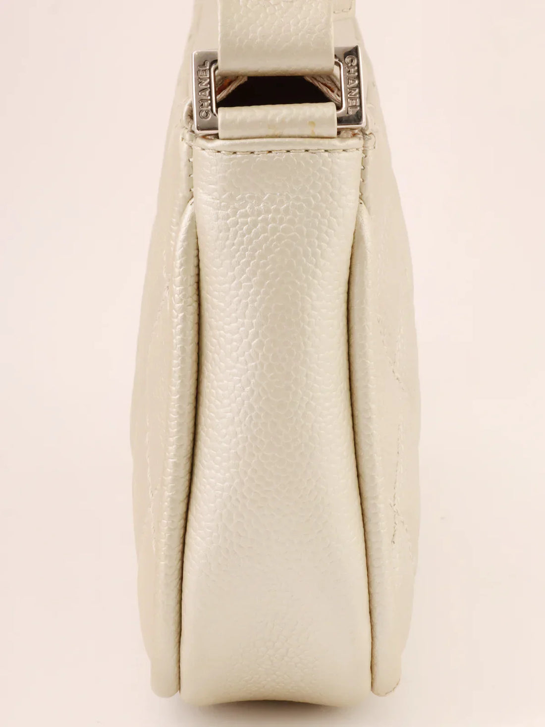 Top Quality Chanel Around 2005 Made Cc Mark Stitch Shoulder Bag Champagne Gold