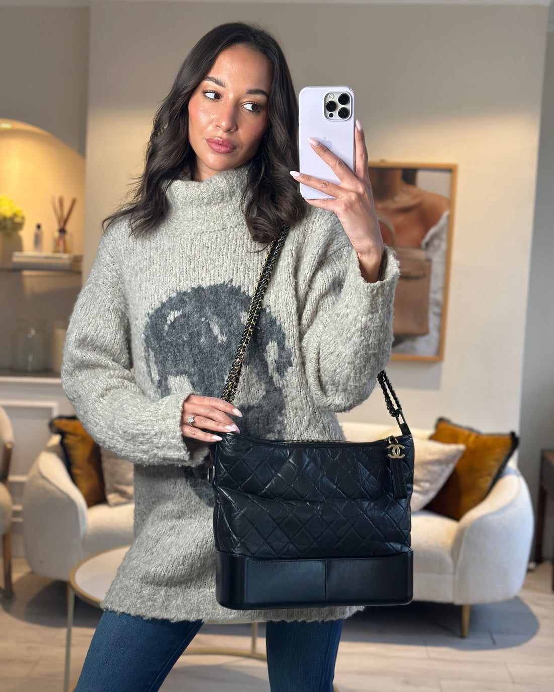 Pearl Street Bags Chanel Black Large Gabrielle Bag in Lambskin Leather with Mixed Hardware