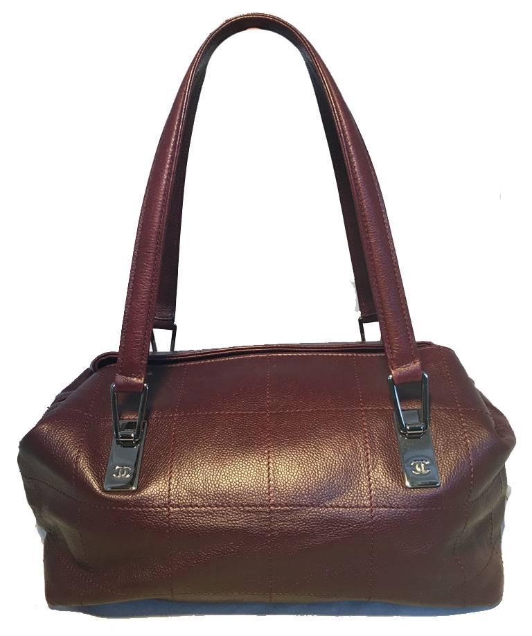 Top Quality Chanel Burgundy Caviar Leather Square Quilted Shoulder Bag Tote